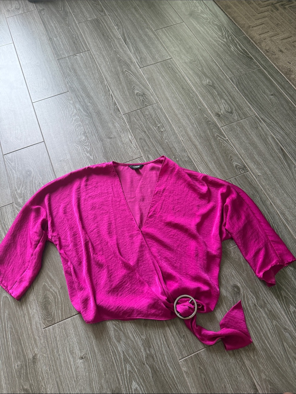 Express Women’s Fuchsia Wrap Top with Side Tie small